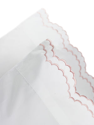 Double Scallop Embroidered Percale Pillowcase Pair