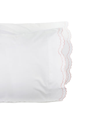Double Scallop Embroidered Percale Pillowcase Pair