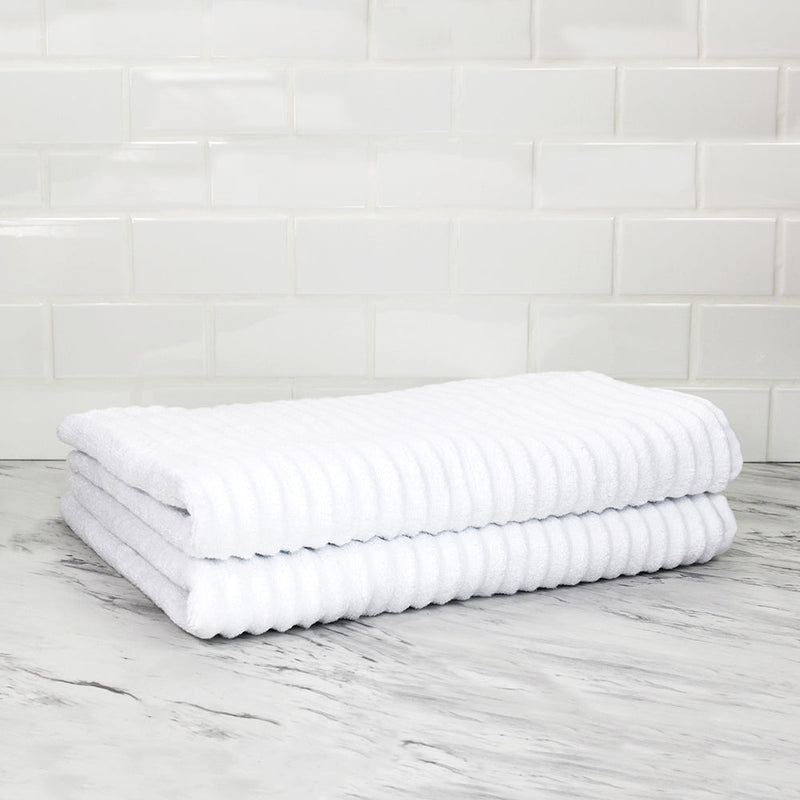 100% Turkish Cotton Ribbed Bath Sheets 2 Piece Set