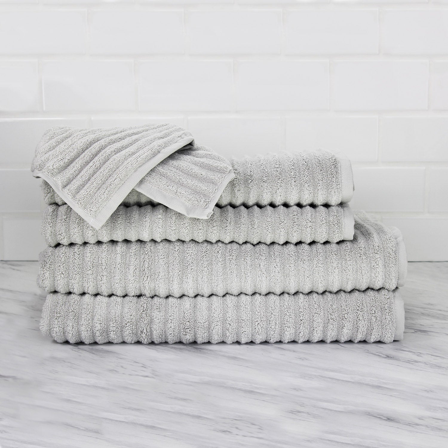 100 Turkish Cotton Ribbed 6 Piece Towel Set Laytner s Linen Home