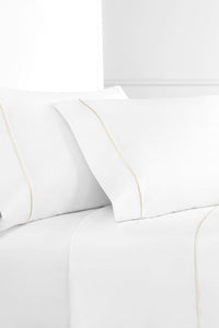 Single Stripe Embroidered Percale Sheet Set