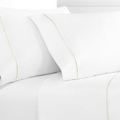 Single Stripe Embroidered Percale Sheet Set