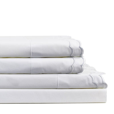 Double Scallop Embroidered Percale Sheet Set