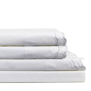 Double Scallop Embroidered Percale Sheet Set