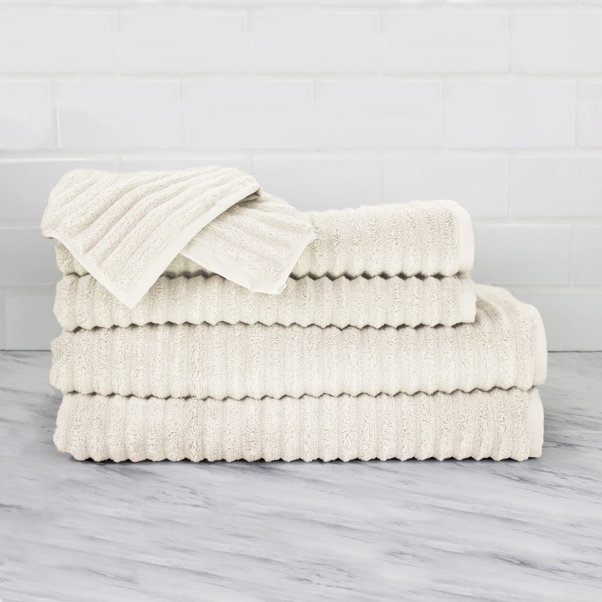 Turkish Towel, White Ribbed — Sunday Shop