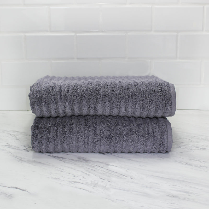 100% Turkish Cotton Ribbed Bath Towels 2 Piece Set
