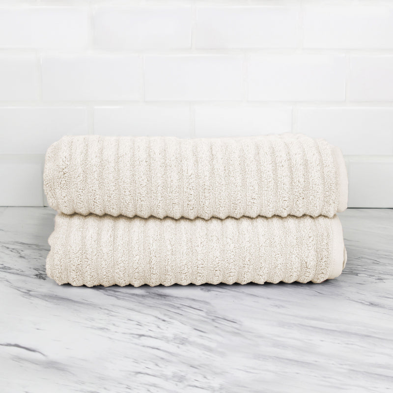 100% Turkish Cotton Ribbed Bath Towels 2 Piece Set