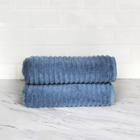 100% Turkish Cotton Ribbed Bath Towels 2 Piece Set