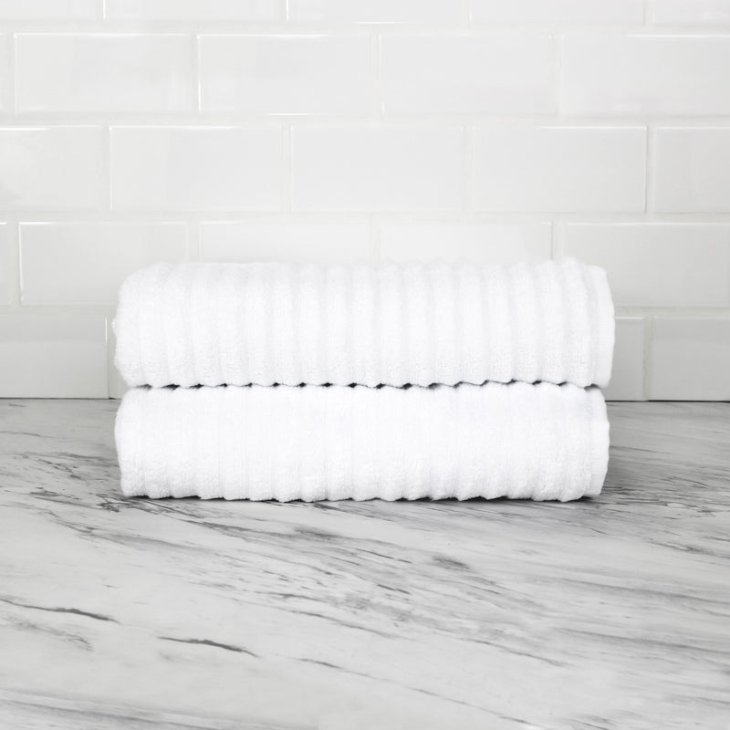 100% Turkish Cotton Ribbed Bath Towels 2 Piece Set