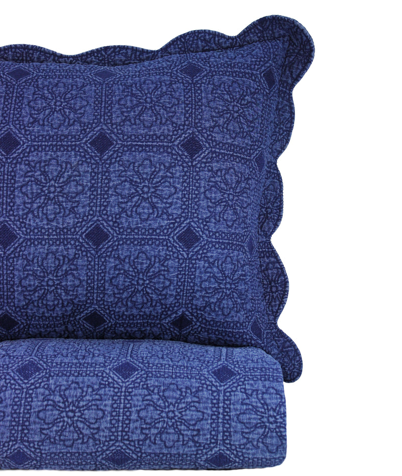 Denim Diamond Cotton Quilt Set