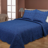 Denim Diamond Cotton Quilt Set