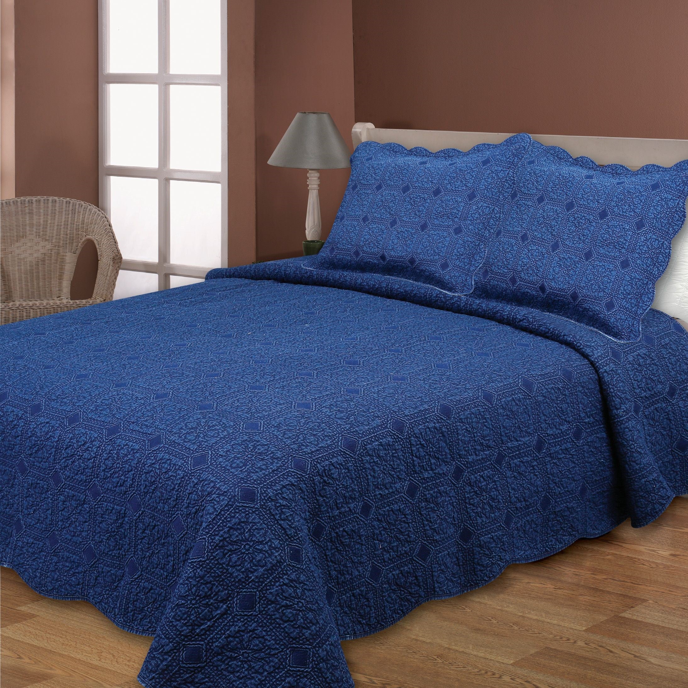 Denim Diamond Cotton Quilt Set
