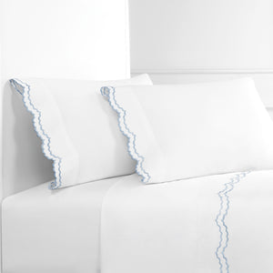 Double Scallop Embroidered Percale Sheet Set