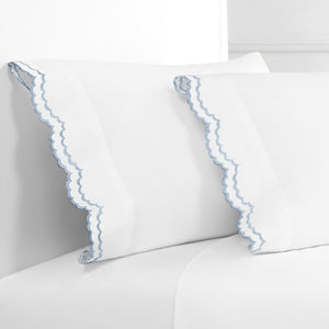 Double Scallop Embroidered Percale Pillowcase Pair