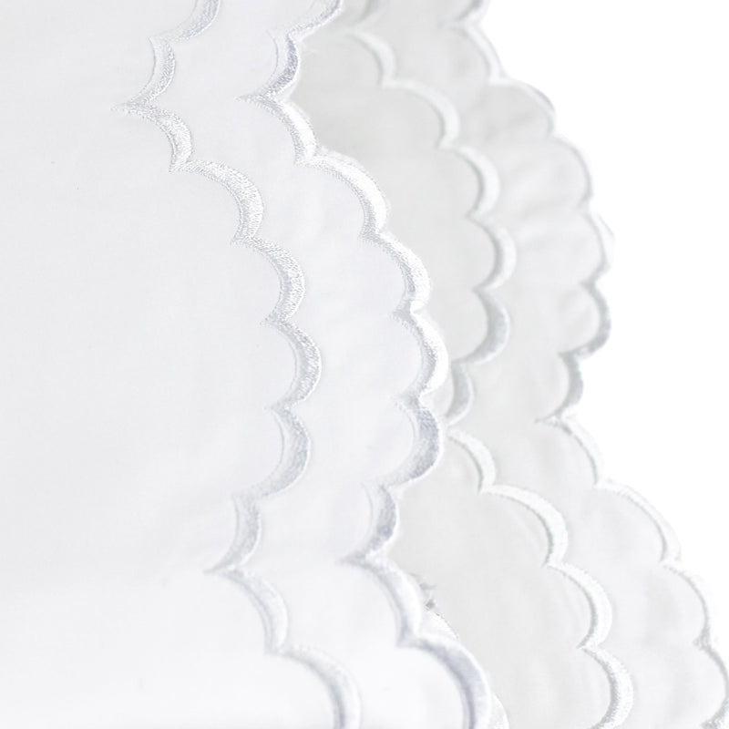 Double Scallop Embroidered Percale Pillowcase Pair