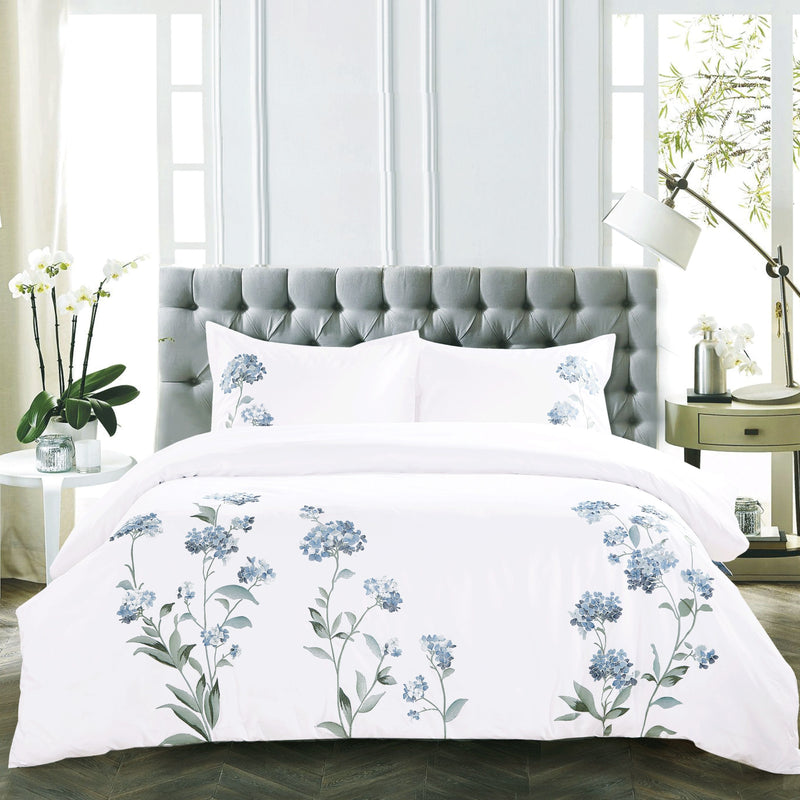 Hydrangea 100% Cotton Embroidered Duvet Set