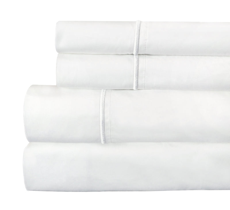 Single Stripe Embroidered Percale Sheet Set