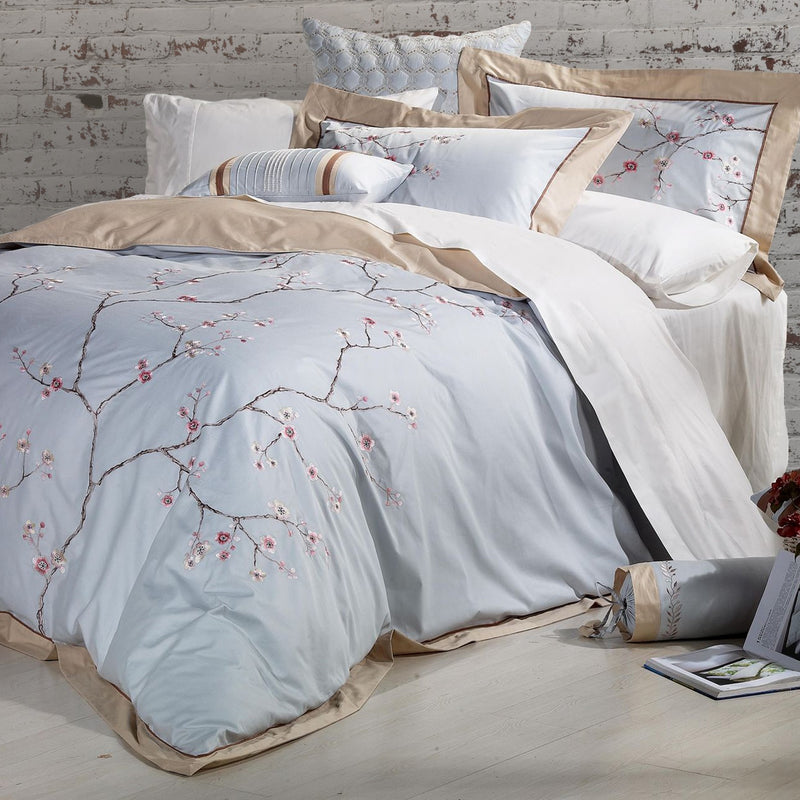 Sakura 100% Cotton Embroidered Duvet Set