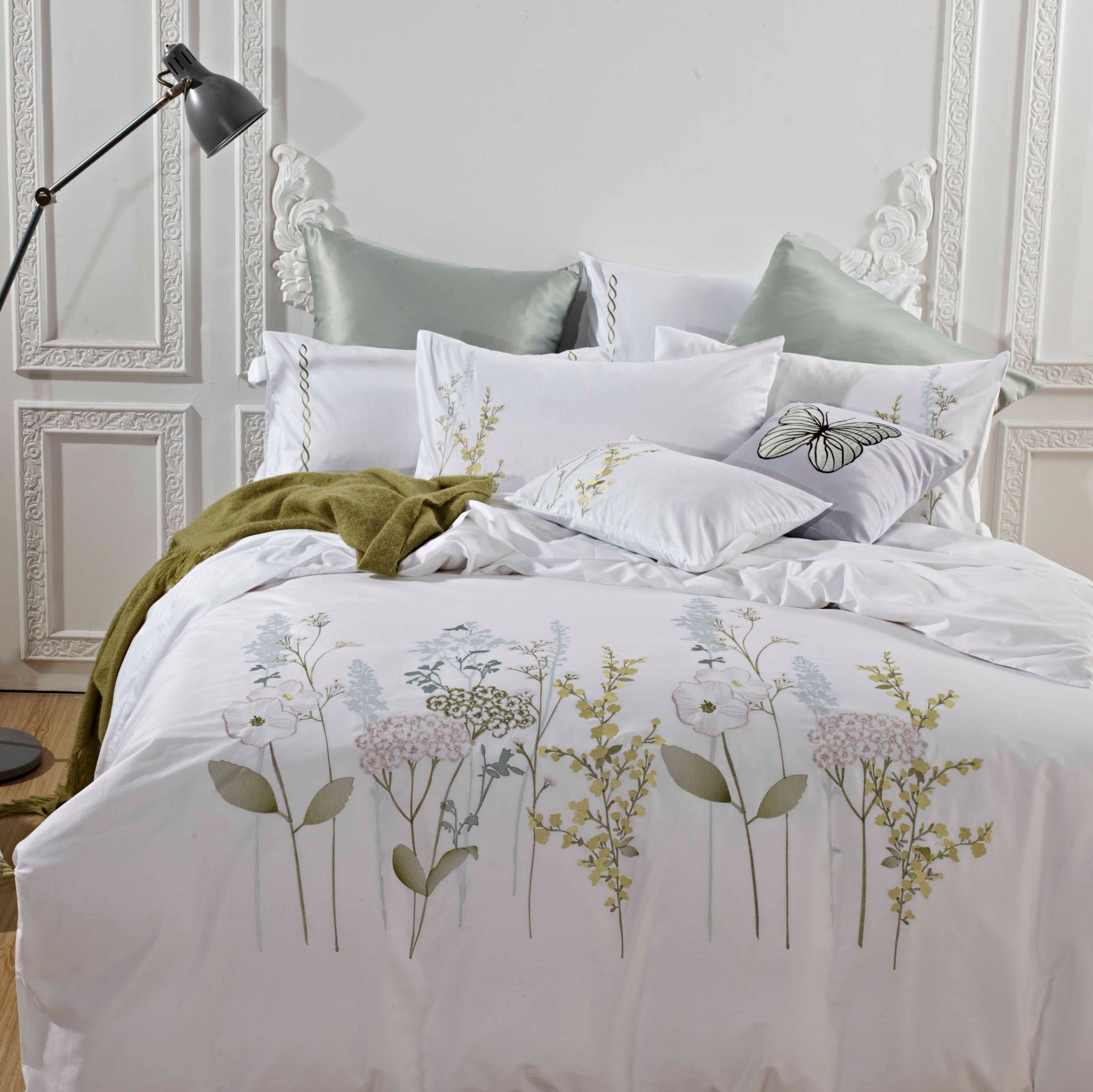 Spring Blossom Embroidered Duvet Set