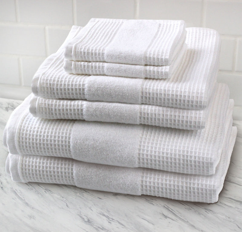 100% Turkish Cotton Waffle Terry 6 Piece Towel Set